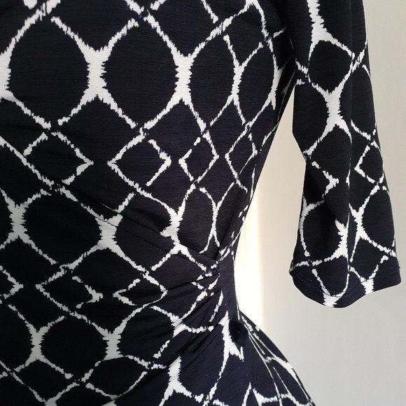 Gilli Trista Faux Wrap Jersey Dress Geometric Prints Black & White Style D3762 S - Picture 5 of 12